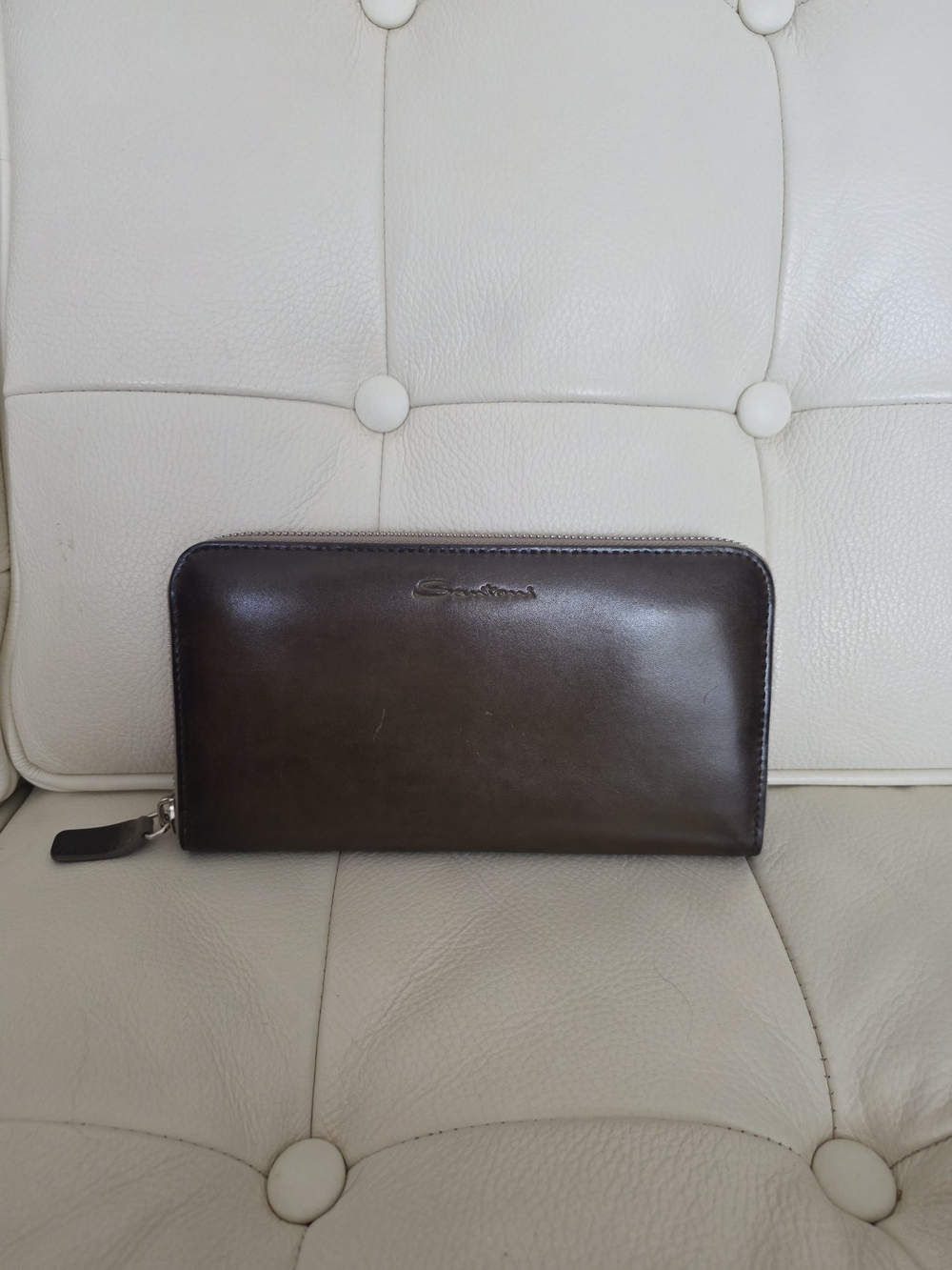 Santoni - Saffiano Leather Zip-Around Wallet